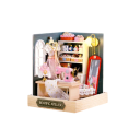 Casa di legno per bambole 11,5 x 9 x 9 cm modello DIY con mobili e copertura puzzle 3D miniatura assemblabile a mano 4