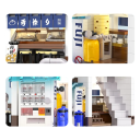 Casa Japoneză 12.8 x 15.2 x 24.3 cm Set de construcție arhitecturală 1108 piese Magazin creativ cafenea ceainărie Mini căsuță pentru copii lumină USB 5