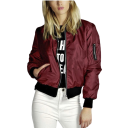 Casaco bomber feminino com fecho éclair, gola e punhos elásticos e bolsos, de mangas longas, para o outono, para a cidade e para uso diário 3
