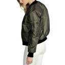 Casaco bomber feminino com fecho éclair, gola e punhos elásticos e bolsos, de mangas longas, para o outono, para a cidade e para uso diário 4