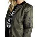 Casaco bomber feminino com fecho éclair, gola e punhos elásticos e bolsos, de mangas longas, para o outono, para a cidade e para uso diário 5