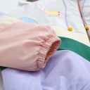 Casaco bomber feminino em cores pastel Padrões de cores quebradas Colarinho alto com cordão Fecho de correr Duas bolsas Punhos e bainha elásticos 5
