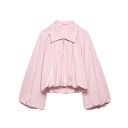 Casaco bomber oversized feminino com mangas largas e fecho éclair com gola rosa em poliéster para uso casual na cidade e no dia a dia 1