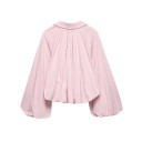 Casaco bomber oversized feminino com mangas largas e fecho éclair com gola rosa em poliéster para uso casual na cidade e no dia a dia 2