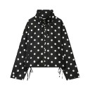 Casaco curto feminino com padrão de bolinhas, botão, manga longa, gola alta, cordão ajustável, bolsos laterais, casual para a cidade 6