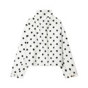 Casaco curto feminino com padrão de bolinhas, botão, manga longa, gola alta, cordão ajustável, bolsos laterais, casual para a cidade 9
