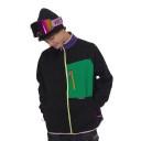 Casaco de fleece com gola alta e fecho éclair, com bolso no peito em painel liso e bolsos laterais com fecho éclair, mangas raglan unisex 2
