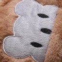 Casaco de Inverno de Peluche para Meninas com Fecho de Zíper, Bolsos com Urso, Capuz com Pêlo e Orelhas, Ilustração de Urso e Coelho nas Costas, Algodão, Poliéster 7