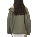 Casaco de Inverno Feminino Casaco de Algodão com Fecho e Colarinho Peludo Casaco Quente com Bolsos Casaco Elegante e Aconchegante para Uso 2