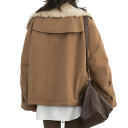 Casaco de Inverno Feminino Casaco de Algodão com Fecho e Colarinho Peludo Casaco Quente com Bolsos Casaco Elegante e Aconchegante para Uso 7