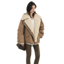 Casaco de Inverno Feminino Casaco de Algodão com Fecho e Colarinho Peludo Casaco Quente com Bolsos Casaco Elegante e Aconchegante para Uso 9