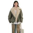 Casaco de Inverno Feminino Casaco de Algodão com Fecho e Colarinho Peludo Casaco Quente com Bolsos Casaco Elegante e Aconchegante para Uso 10