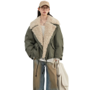 Casaco de Inverno Feminino Casaco de Algodão com Fecho e Colarinho Peludo Casaco Quente com Bolsos Casaco Elegante e Aconchegante para Uso 11