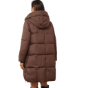 Casaco de Inverno Feminino com Capuz e Pelo Forro de Pêlo Quente Fecho com Zíper e Botões Bolsos Poliéster e Algodão Casaco Estiloso 2