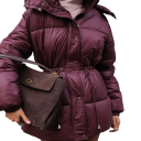 Casaco de Inverno Feminino com Gola Casaco Quente com Fecho de Botões, Bolsos e Corda Ajustável na Cintura Casaco de Inverno 19