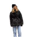 Casaco de Inverno Feminino com Gola Casaco Quente com Fecho de Botões, Bolsos e Corda Ajustável na Cintura Casaco de Inverno 5