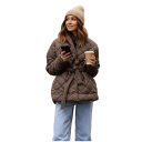 Casaco de Inverno Feminino com Gola Casaco Quente com Fecho de Botões, Bolsos e Corda Ajustável na Cintura Casaco de Inverno 8