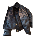 Casaco de Inverno Feminino com Gola Fecho de Botões Poliéster Quente Algodão Bolsos para as Mãos Casaco de Inverno Confortável Casaco 2
