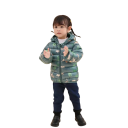 Casaco de Inverno Infantil com Capuz Fecho com Zíper e Botões Casaco de Poliéster Quente com Imagens de Dinossauros Corte 5