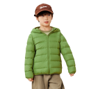 Casaco de Inverno Infantil com Capuz Fecho de Zíper Bolsos Espaçosos Design de Nylon Liso Casaco Leve e Resistente para o Frio 14