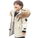 Casaco de Inverno Infantil com Fecho e Botões com Capuz com Pêlo e Bolsos Unisex Casaco Quente de Algodão-Poliéster para Rapazes e Raparigas para o Tempo Frio 6