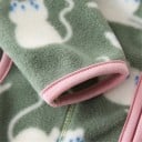 Casaco de Inverno Infantil com Gola Alta Casaco Unissexo Quente com Fecho Zipper Casaco de Pelúcia Verde com Bolsos Casaco de Inverno Confortável 4