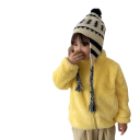 Casaco de Inverno Infantil em Pelúcia Casaco de poliéster quente com fecho de zip e gola alta Casaco de Inverno macio e quente 3