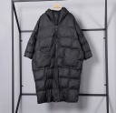 Casaco de Inverno Longo Feminino com Capuz Corte Proporcionado Fecho de Correr Duas Grandes Bolsas Algodão e Poliéster Para Tempo Frio 1