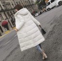 Casaco de inverno longo para senhora com capuz Câmaras acolchoadas Comprimento até ao joelho Bolsos laterais Exterior em poliéster 7
