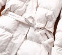 Casaco de inverno longo para senhora, com capuz e cinto na cintura Casaco acolchoado com gola alta Enchimento em penas de pato 4
