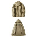 Casaco de Inverno Masculino Resistente ao Vento Fecho de Zíper Nylon Capuz Gola Forro de Poliéster Bolsos Práticos Quente e Confortável 6