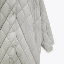 Casaco de inverno oversize para senhora com capuz Acolchoado com padrão de losangos Comprimento prolongado Fecho com botões de pressão 4