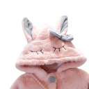 Casaco de Inverno para Meninas com Botões e Pele Sintética Capuz com Orelhas, Olhos e Laço Casaco Quente de Algodão com Mala de Peluche como Presente para Pequenas Senhoras 3