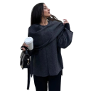 Casaco de outono feminino com corte solto Colarinho elegante em camadas Casaco estiloso para a cidade Peça exterior moderna Roupa 5