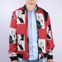 Casaco de primavera masculino com retratos de mulher - Vermelho 1
