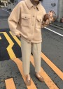 Casaco felpudo feminino de corte oversized com gola de camisa Fecho com botões Dois bolsos no peito com aba Algodão e poliéster 5