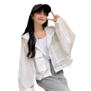 Casaco feminino leve com capuz Rápido a secar Corta-vento impermeável para a cidade Proteção UV Casaco leve de primavera com bolsos 7