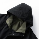 Casaco impermeável masculina de outono em grande tamanho, resistente ao vento, com fecho de correr e capuz, bolsos, várias cores, POLIESTER, à prova de água 13