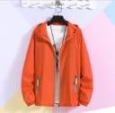 Casaco leve feminino com capuz e fecho de correr Material leve de poliéster e nylon Dois bolsos com fecho de correr Punhos elásticos 7