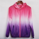 Casaco leve para senhora com capuz para a primavera e outono Transição de cor ombré Fecho com zip Dois bolsos com zip Punhos e bainha 6
