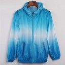 Casaco leve para senhora com capuz para a primavera e outono Transição de cor ombré Fecho com zip Dois bolsos com zip Punhos e bainha 8