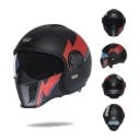 Cască moto cu imprimeu grafic pronunțat și mască facială detașabilă Mărimea XL 61-62 cm Carcasă din ABS și umplutură EPS Protecție facială 3