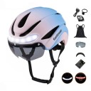 Casco de carretera Eastinear HT-16 con luces LED, gafas magnéticas y visera tamaño L 57-62 cm, carcasa de PC con espuma EPS 7