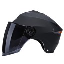Casco de motocicleta con luz LED, doble visera, lente negra, 54-59 cm, ABS, PC, luz recargable para ciclomotor, bicicleta, scooter 3
