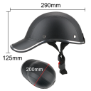 Casco de motocicleta negro de medio casco con visera Casco elegante para motociclistas Circunferencia ajustable 55-62 cm Casco de motocicleta abierto protector 2