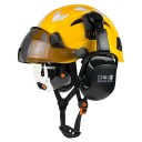 Casco di sicurezza con occhiali integrati e visiera Cuffie di protezione Taglia 53-63 cm Guscio ventilato in ABS Regolabile con rotella 2