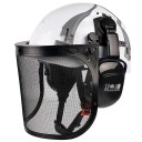 Casco di sicurezza forestale con rete metallica per il viso e protezioni per l'udito Taglia 53 a 63 cm Guscio in ABS Cinturino a sei punti 3