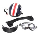 Casco motociclistico retrò con visiera aperta occhiali protettivi con filtro UV visiera e protezioni auricolari imbottite casco con fibbia per uomini 7