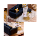 Casinha de madeira mini para bonecas 24,5 x 19,5 x 16,1 cm kit 3D com móveis Feito à mão Tampa Decoração Presente para crianças e adultos 2