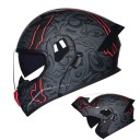 Casque de moto intégral unisexe, rabattable, ABS+PC noir avec un motif graphique simple 1